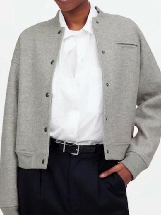 Madewell Jackets & Blazers - Maxwell-Snap Front Bomber Jacket size Small Grey-like new